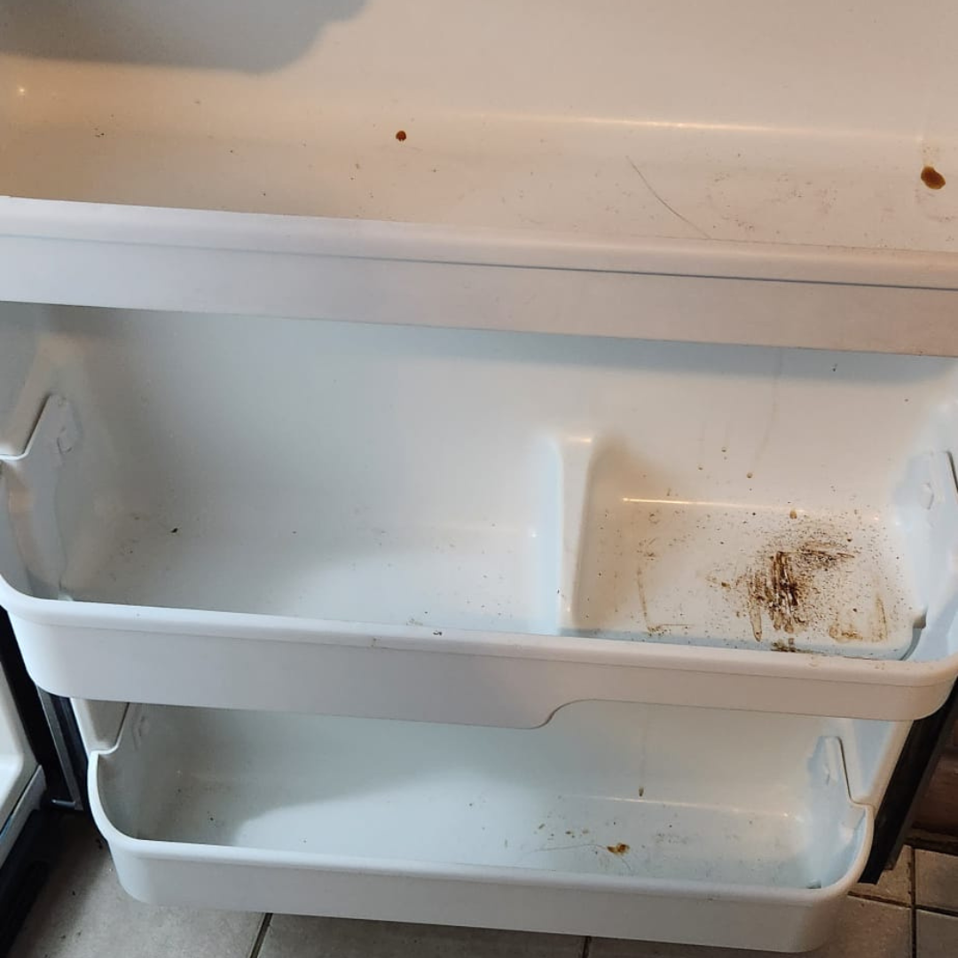 JD House Cleaning in MA Refrigerator interior before professional cleaning by JD House Cleaning in MA